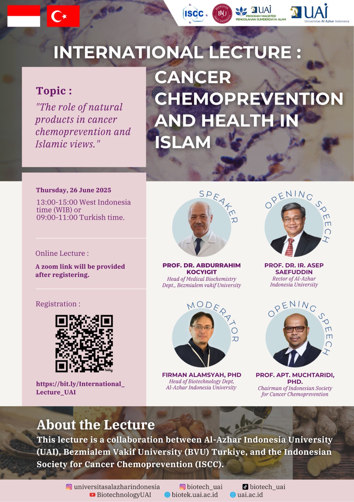 ✨International Lecture: Cancer Chemoprevention and Health in Islam✨